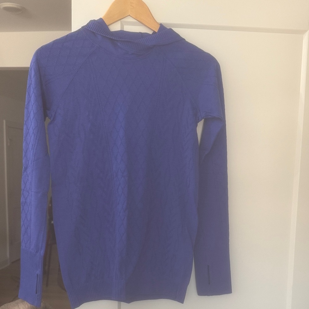 Women’s Royal Blue Cable-Knit Hooded Sweater